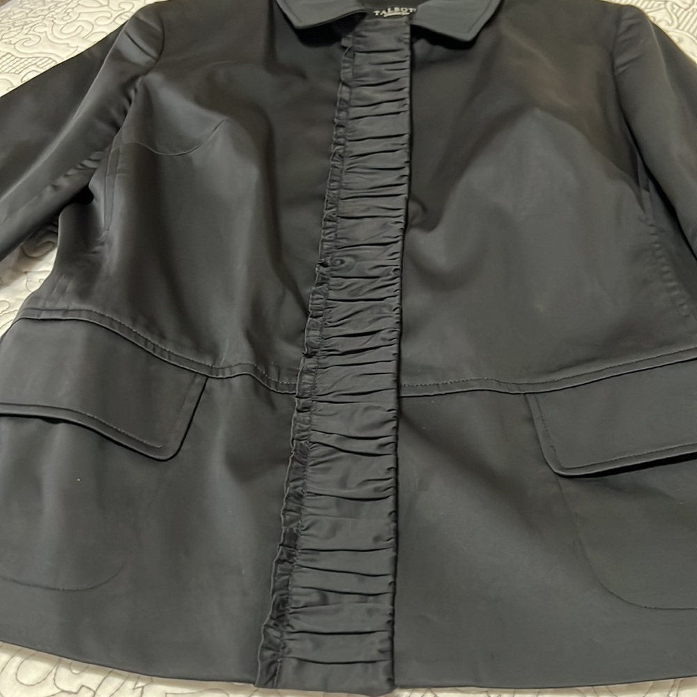 Talbots black ruffle front jacket - Picture 4 of 16